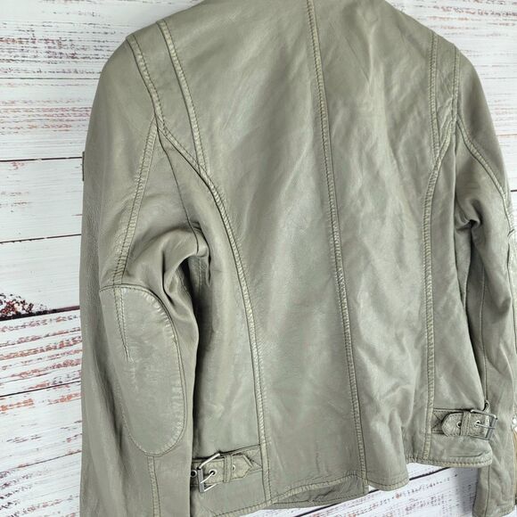 Mauritius Size 6 / S Jacket Sofia Lamb Leather Moto Jacket in Elephant Grey NWT - Picture 8 of 16